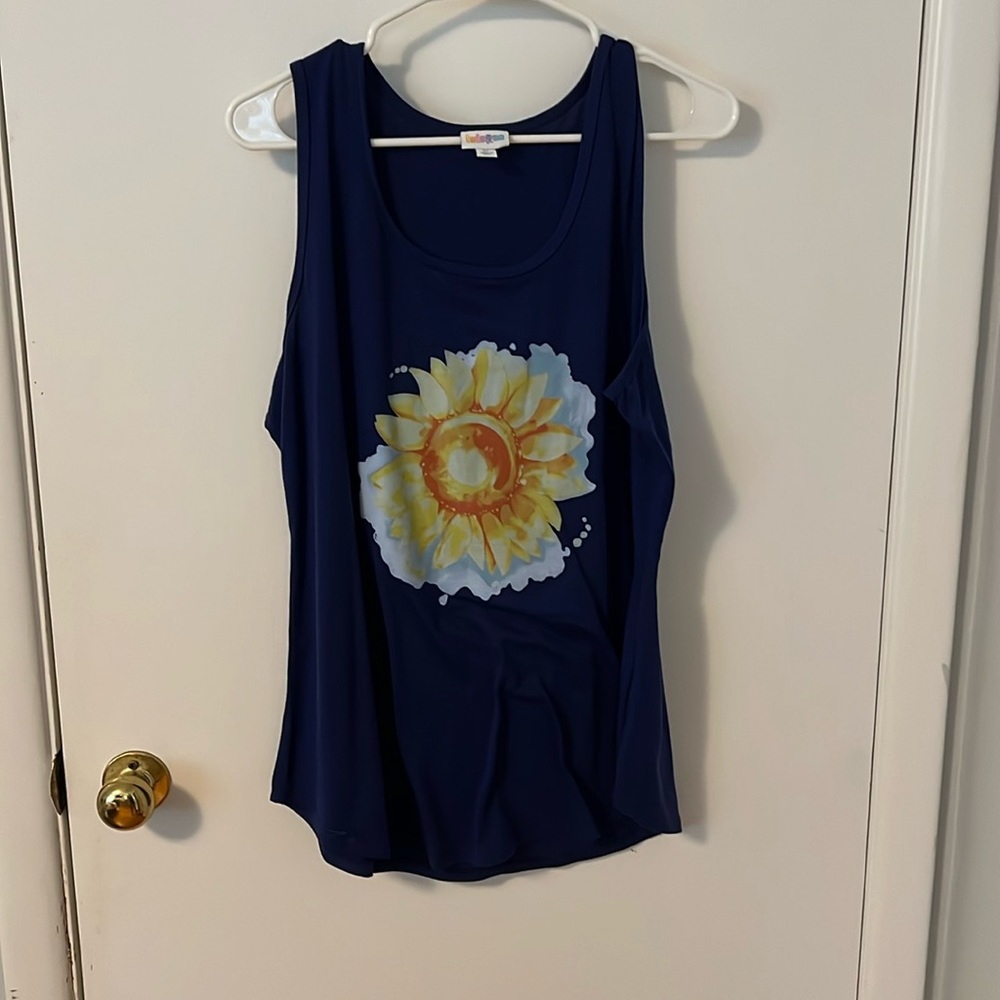 Lularoe Blue Tank top with flower